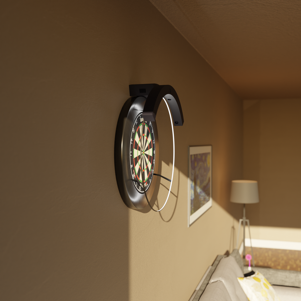 A rendered picture of a darts board with an extra outer ring.